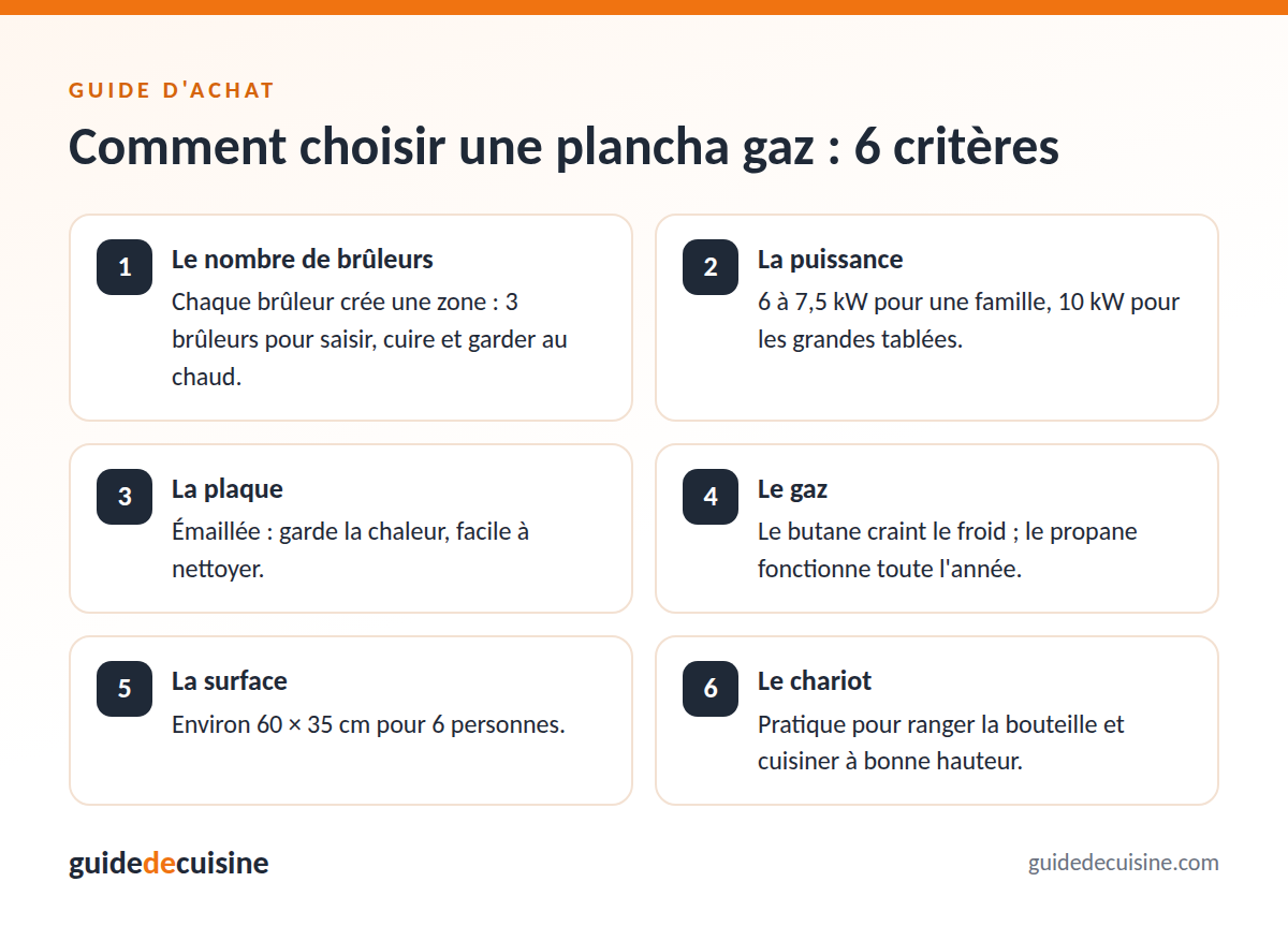Infographie : les critères pour bien choisir une plancha gaz