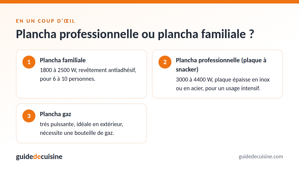 Infographie : plancha professionnelle ou plancha familiale ?