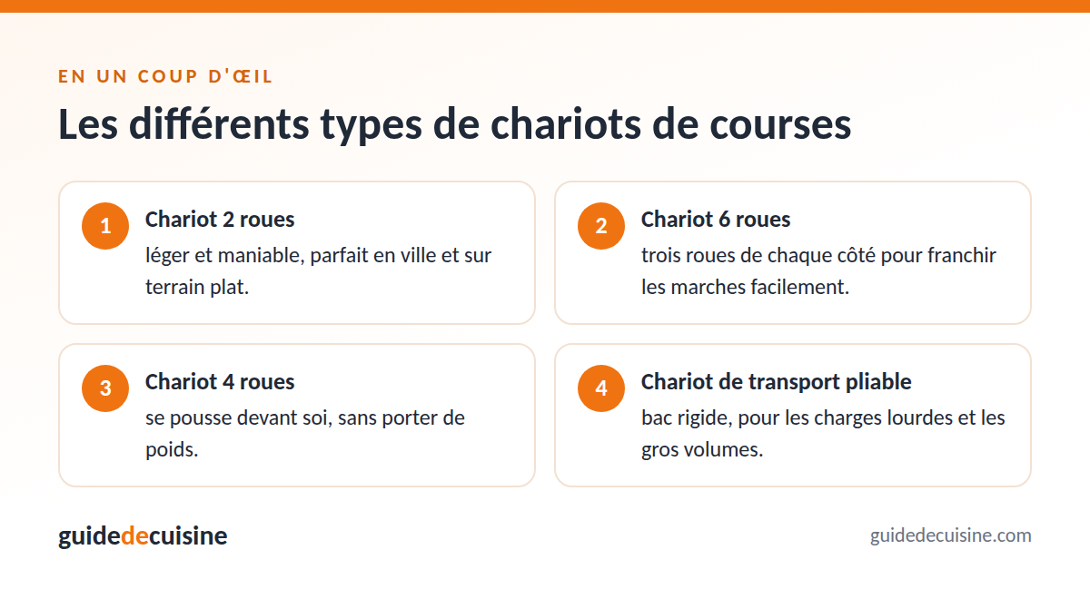 Infographie : les différents types de chariots de courses