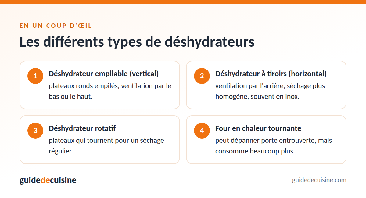 Infographie : les différents types de déshydrateurs
