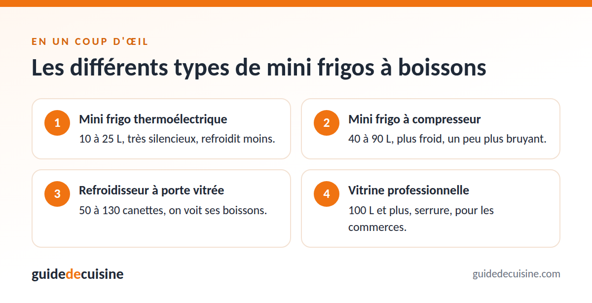 Infographie : les différents types de mini frigos à boissons