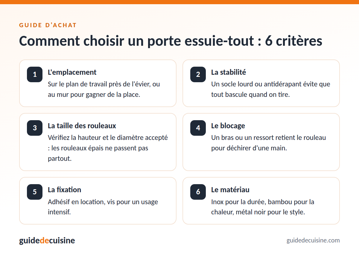 Infographie : les critères pour bien choisir un porte essuie-tout