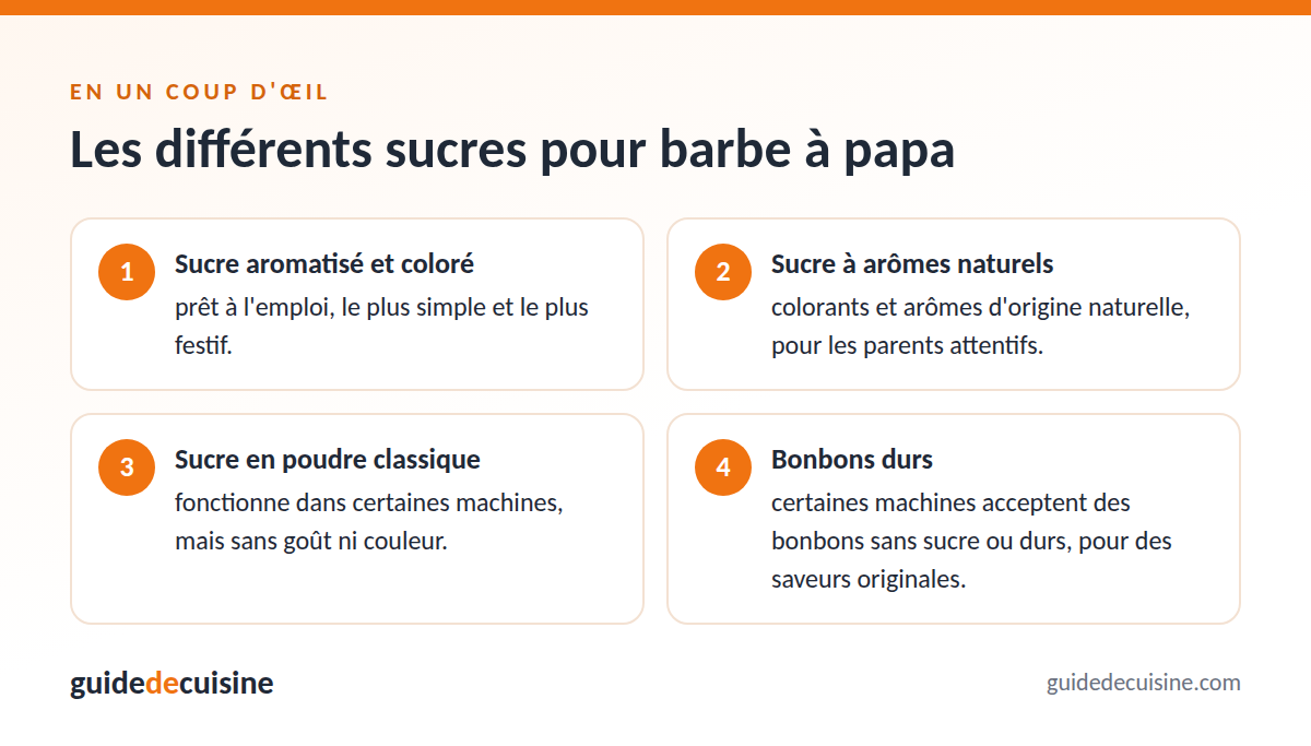 Infographie : les différents sucres pour barbe à papa