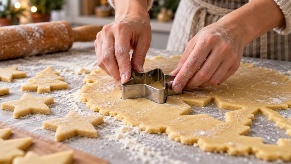 Emporte-pièce noël en situation, en gros plan