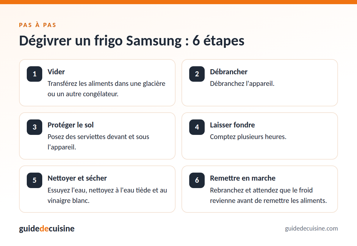 Infographie : dégivrer un frigo samsung