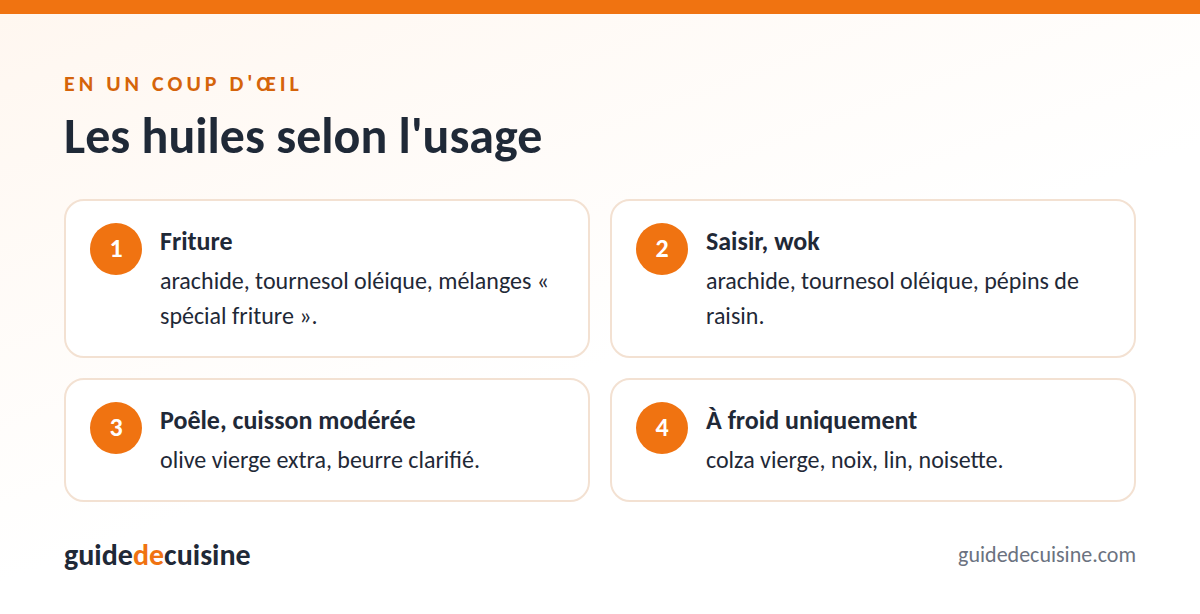 Infographie : les huiles selon l'usage
