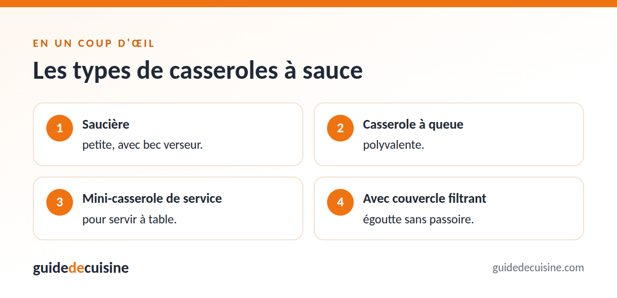 Infographie : les types de casseroles à sauce