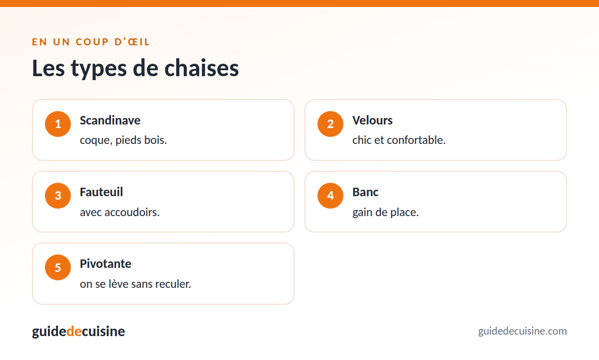 Infographie : les types de chaises