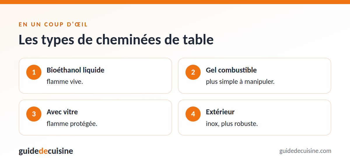 Infographie : les types de cheminées de table