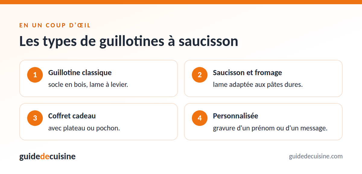 Infographie : les types de guillotines à saucisson