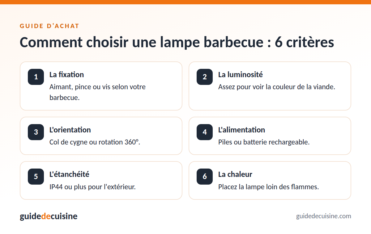 Infographie : les critères pour bien choisir une lampe barbecue