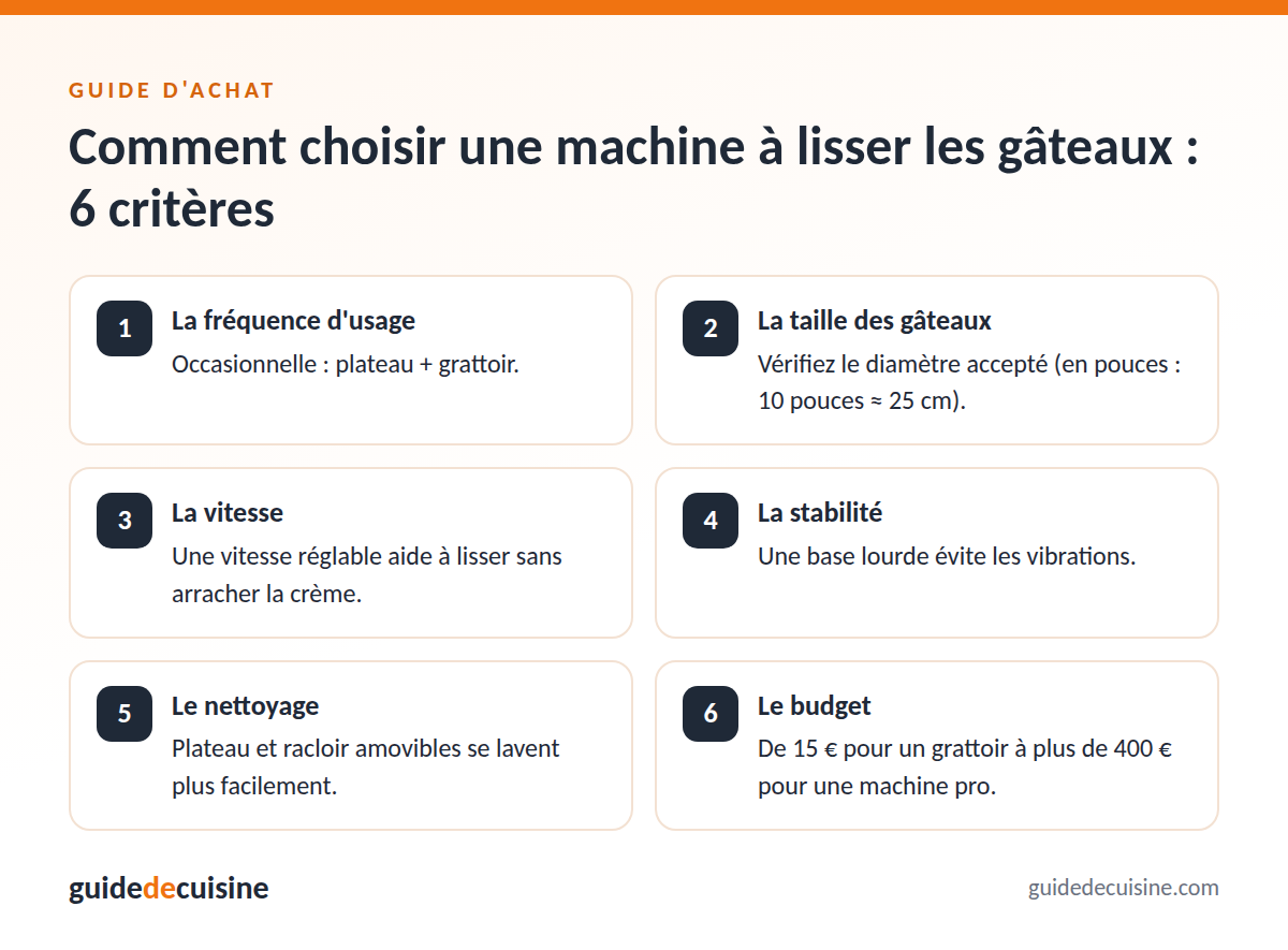 Infographie : les critères pour bien choisir une machine à lisser les gâteaux