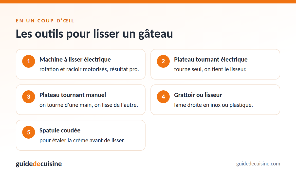 Infographie : les outils pour lisser un gâteau