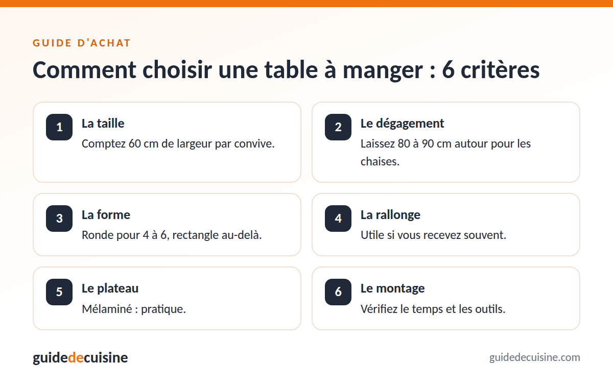 Infographie : les critères pour bien choisir un table à manger