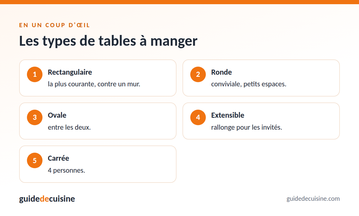 Infographie : les types de tables à manger
