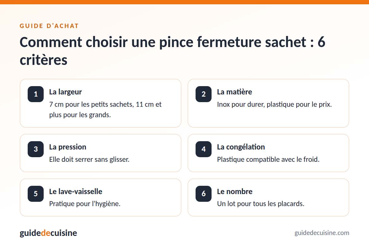 Infographie : les critères pour bien choisir une pince fermeture sachet