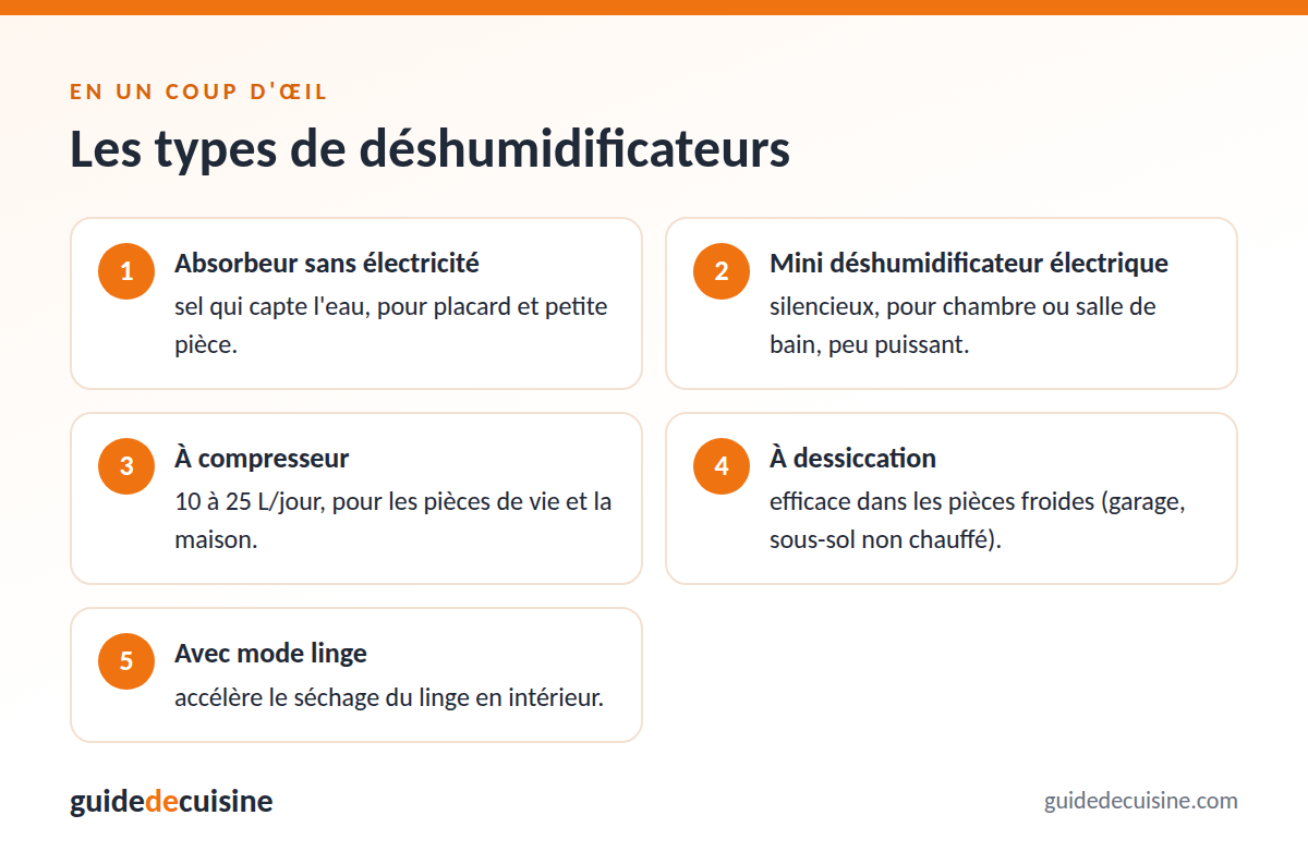 Infographie : les types de déshumidificateurs