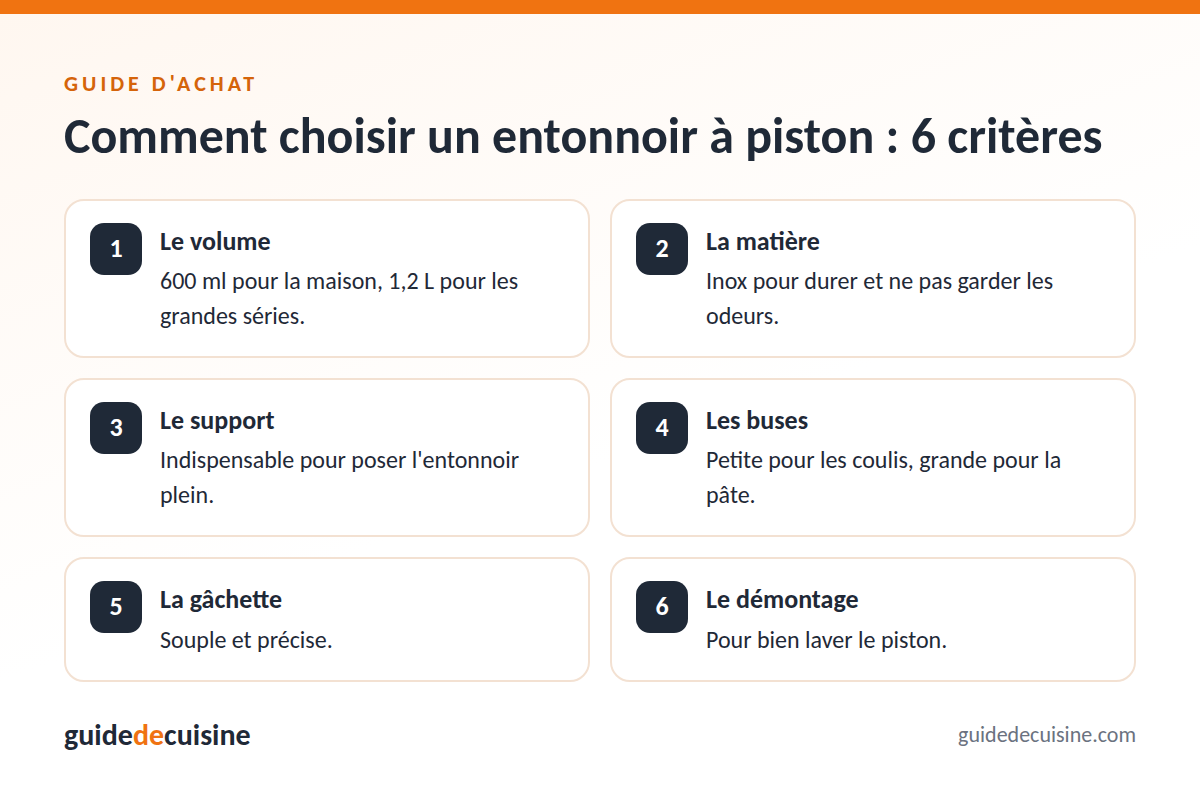 Infographie : les critères pour bien choisir un entonnoir à piston