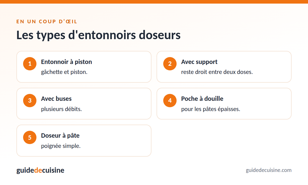 Infographie : les types d'entonnoirs doseurs