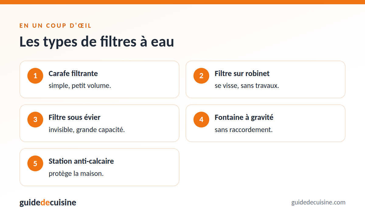 Infographie : les types de filtres à eau