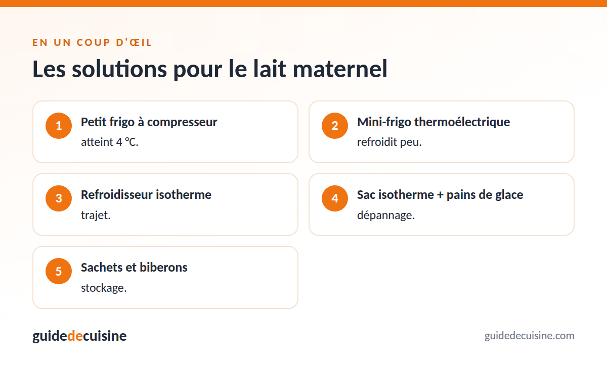 Infographie : les solutions pour le lait maternel