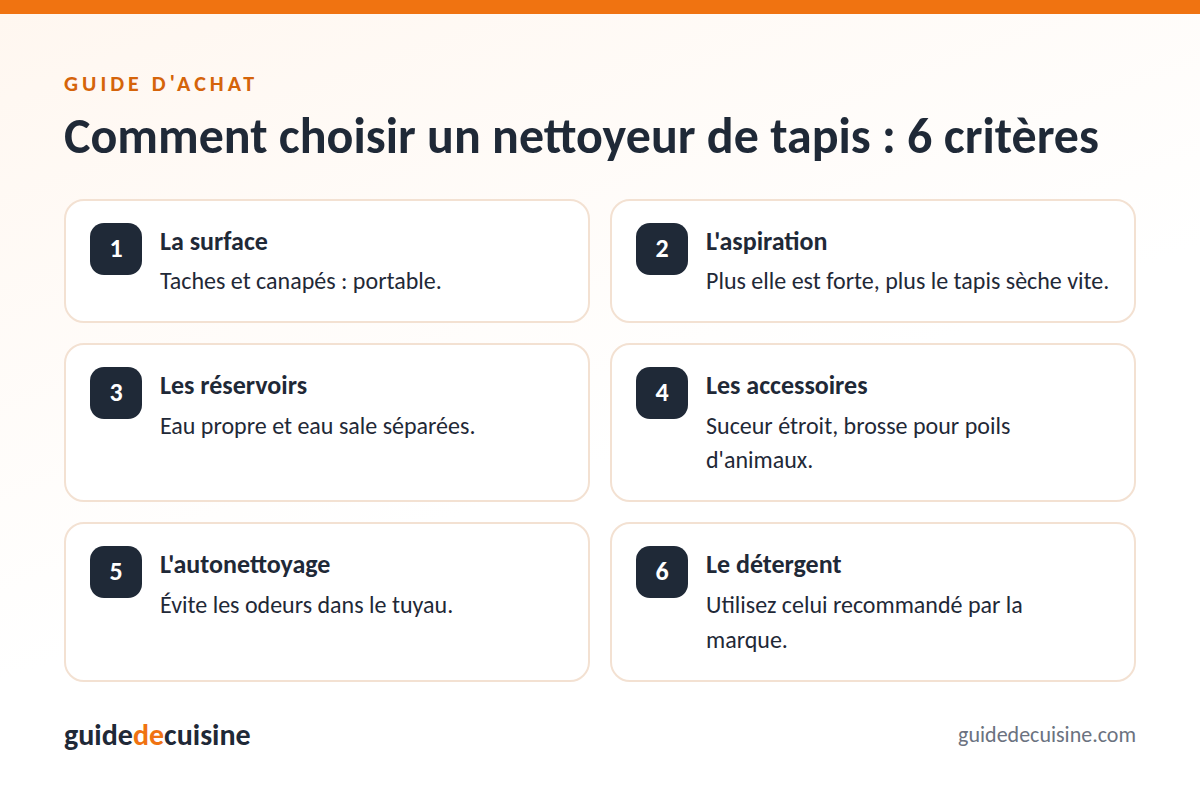 Infographie : les critères pour bien choisir un nettoyeur de tapis