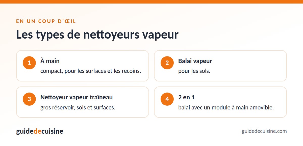 Infographie : les types de nettoyeurs vapeur