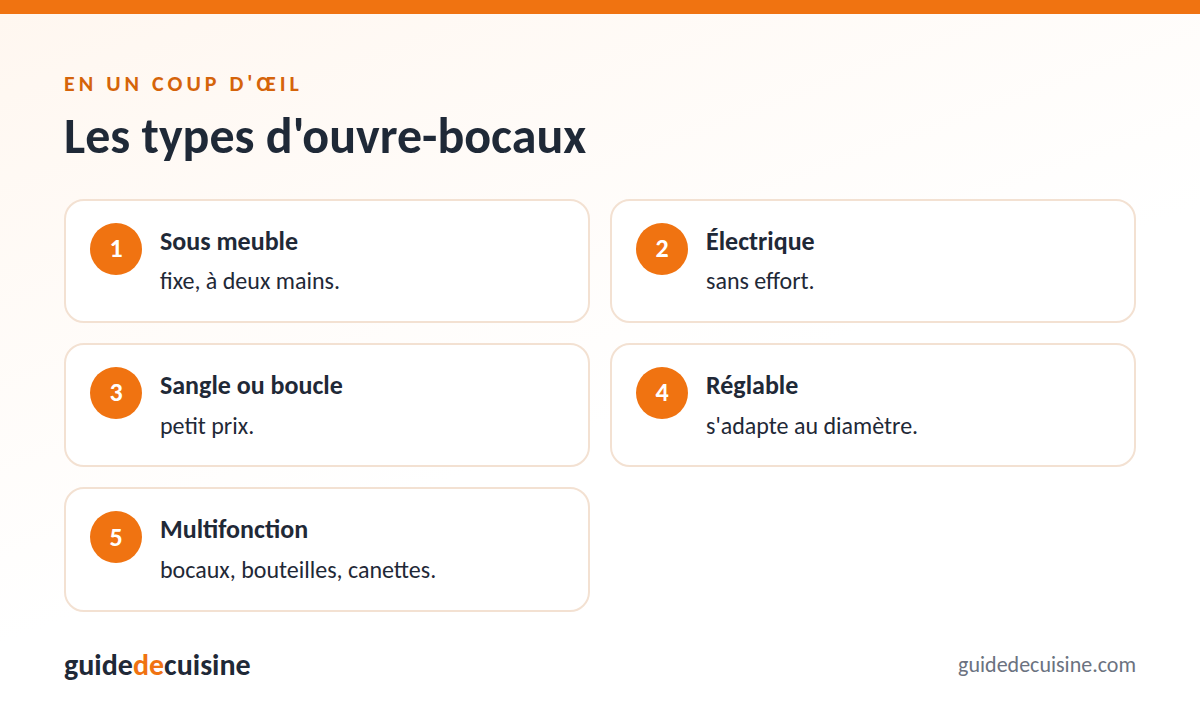 Infographie : les types d'ouvre-bocaux