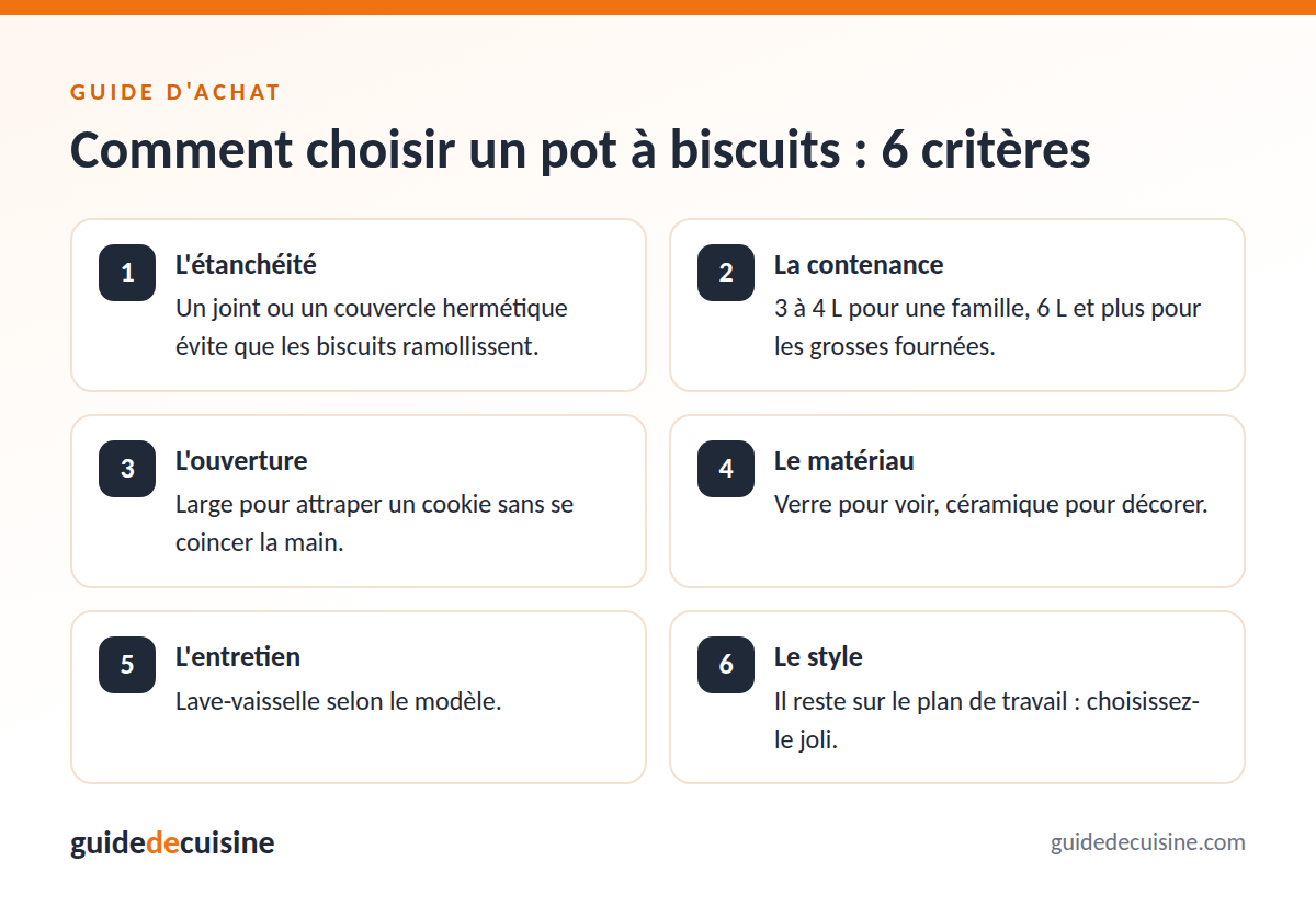 Infographie : les critères pour bien choisir un pot à biscuits