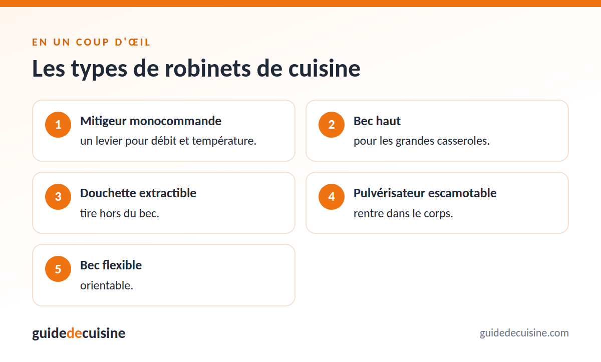 Infographie : les types de robinets de cuisine
