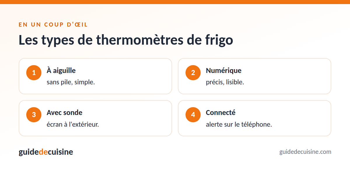 Infographie : les types de thermomètres de frigo