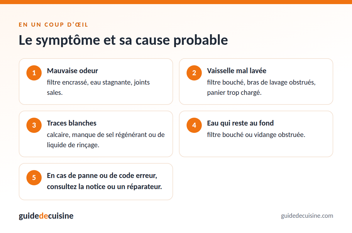 Infographie : le symptôme et sa cause probable