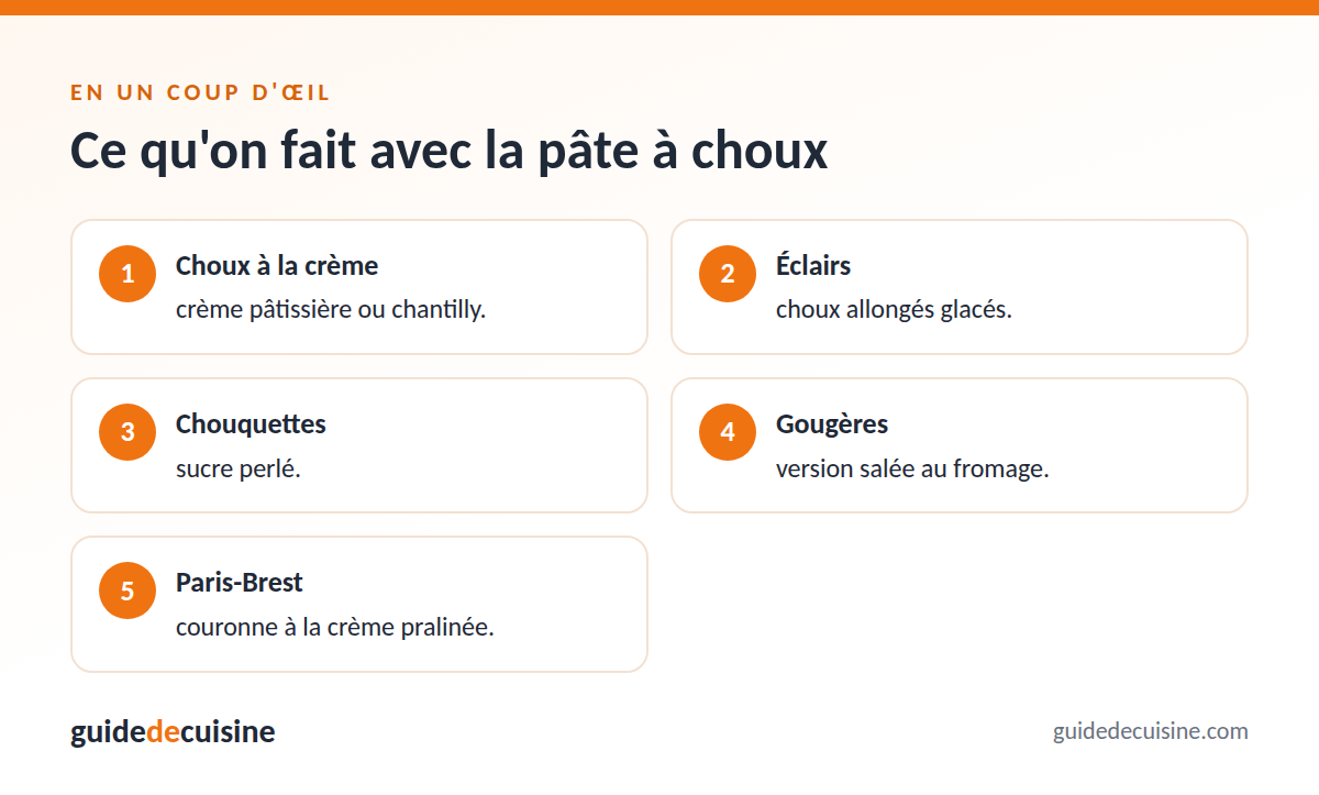 Infographie : ce qu'on fait avec la pâte à choux