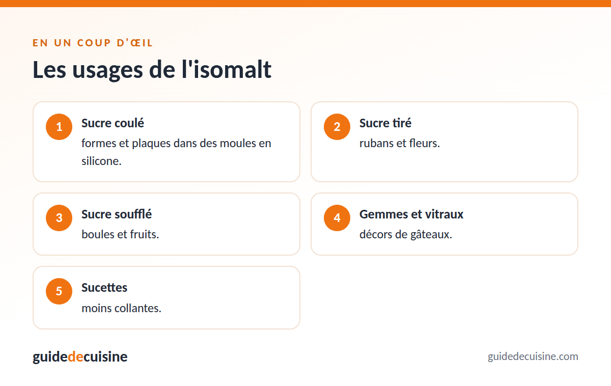 Infographie : les usages de l'isomalt