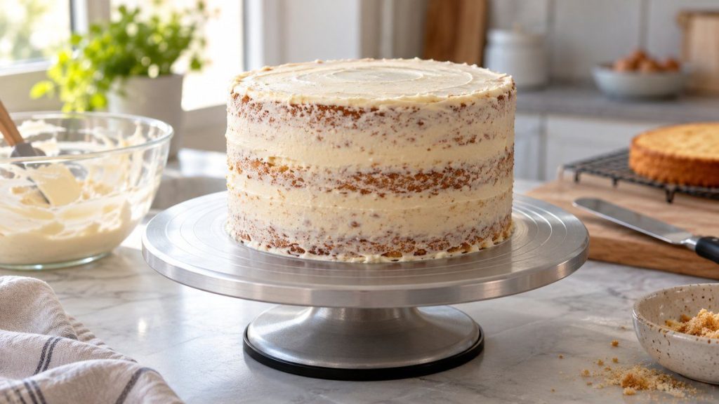 Couche de miettes sur un layer cake