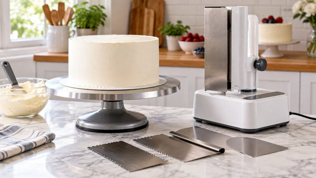 Machine et outils pour lisser les gâteaux