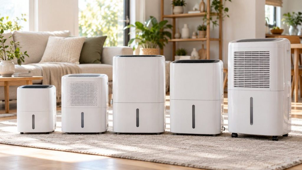 Plusieurs déshumidificateurs d'air de tailles différentes