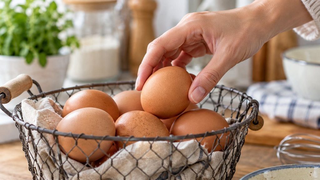 Prendre un œuf dans un panier