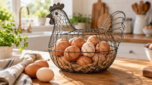 Panier à œufs en forme de poule