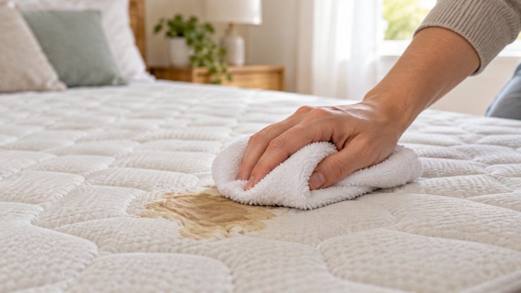Tamponner une tache sur un matelas