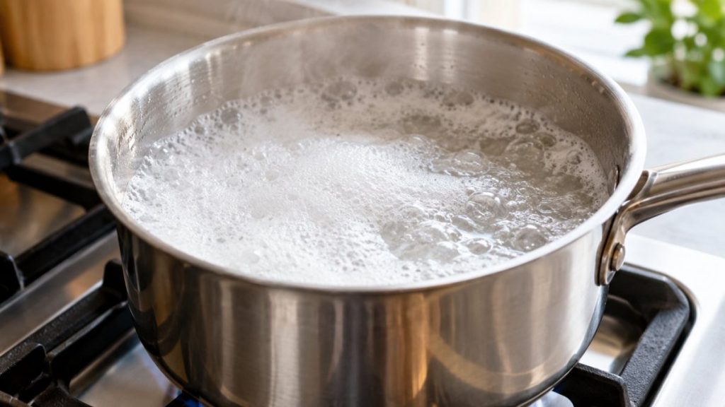 Bicarbonate qui mousse dans une casserole
